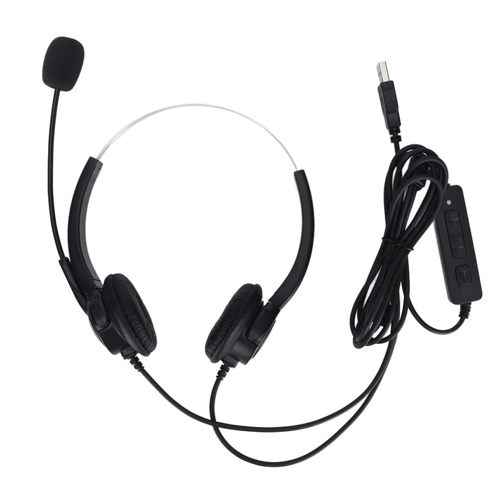 Bizaical PC Headset, XY-100B-2U modell, zajszűrős mikrofon, USB, 2,1 m, kényelmes