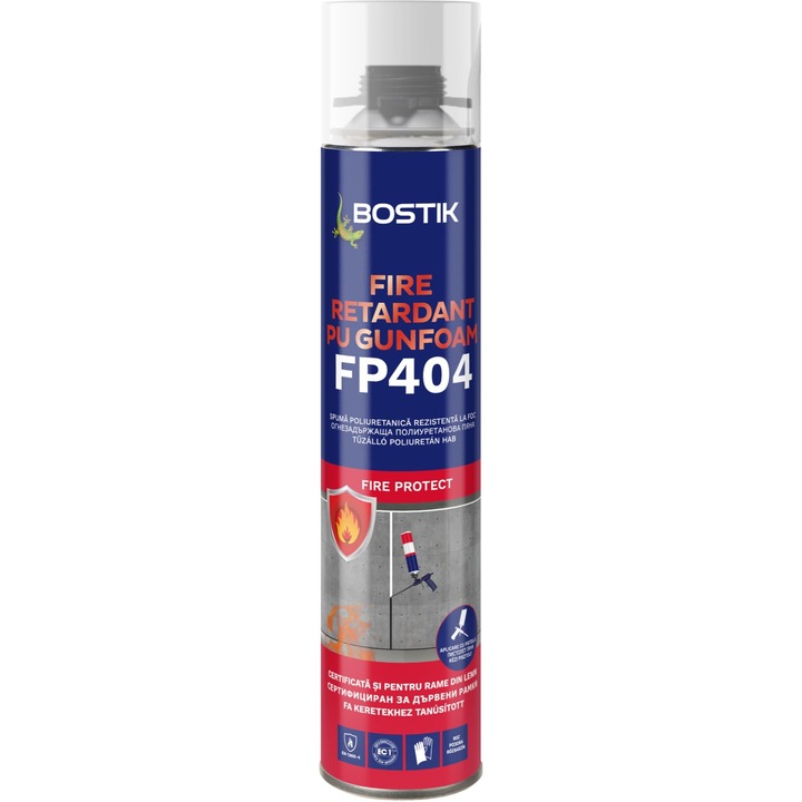 Spuma poliuretanica Bostik FP 404, pentru protectie la foc, aplicare cu pistol, roz, 750 ml