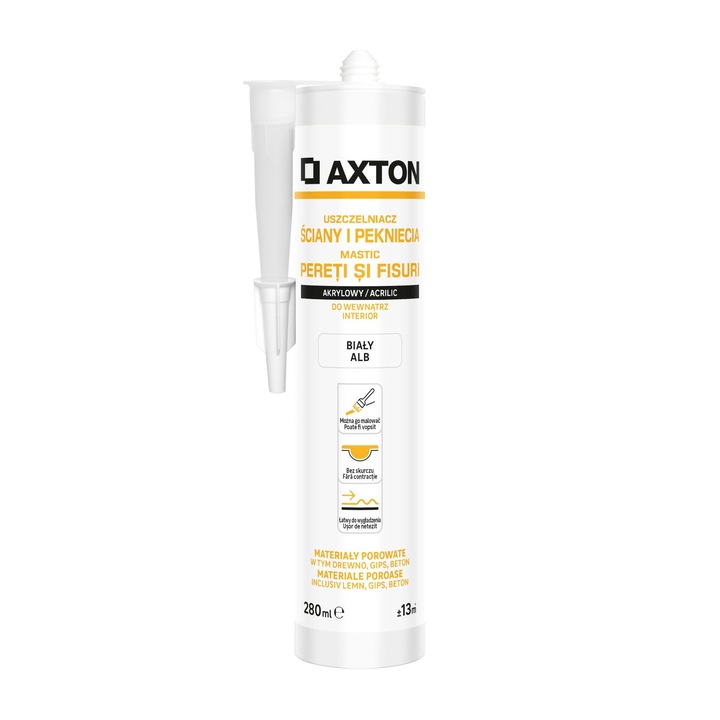 Mastic acrilic Axton, pentru pereti si fisuri, alb, 280 ml