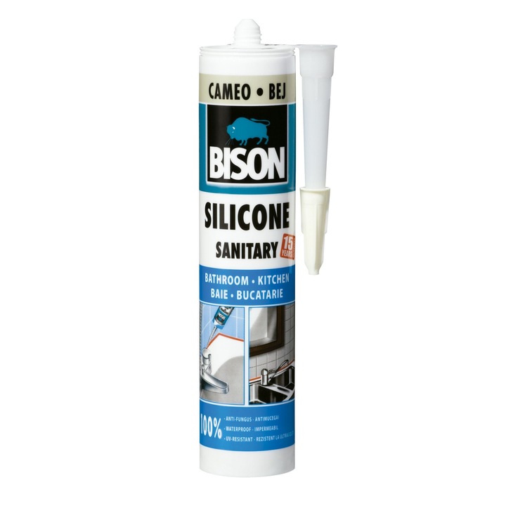 Silicon sanitar Bison, pentru baie si bucatarie, bej, 280 ml