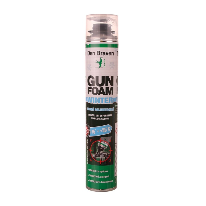 Spuma poliuretanica Den Braven, pentru izolare si umplerea golurilor, aplicare cu pistol, verde, 750 ml