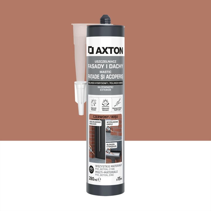 Mastic Axton, pentru fatade si acoperis, rosu, 280 ml
