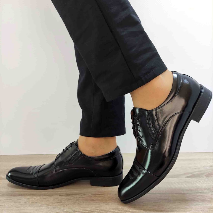 Pantofi Eleganti Barbati Conhpol 5047-0017 Negri Florantic - Negru Florantic, Negru