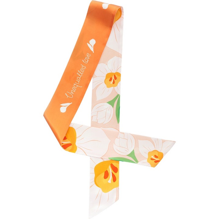 Esarfa subtire din matase 100% mulberry, model floral, 120x7cm