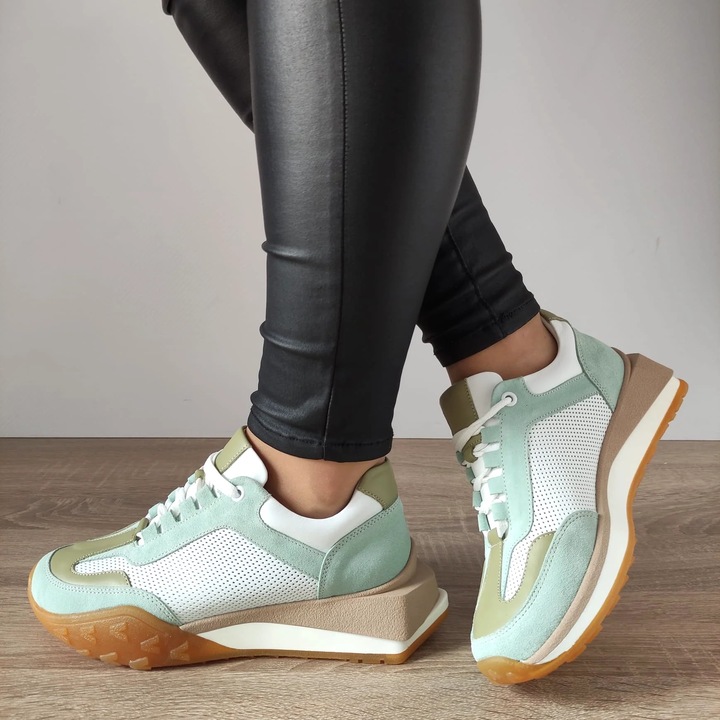 Pantofi Casual Dama Dogati 70832 G1477-01 Albi + Vernil - 40, Alb + Vernil