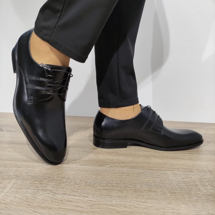 Pantofi Eleganti Barbati Conhpol A158-2000-M5P28 Negri Florantic - Negru Florantic, Negru