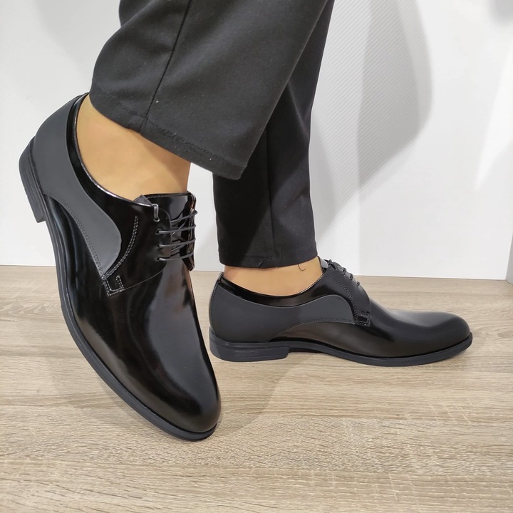 Pantofi Eleganti Barbati Conhpol A097-Zb24-Oop28 Negri Florantic - Negru Florantic, Negru