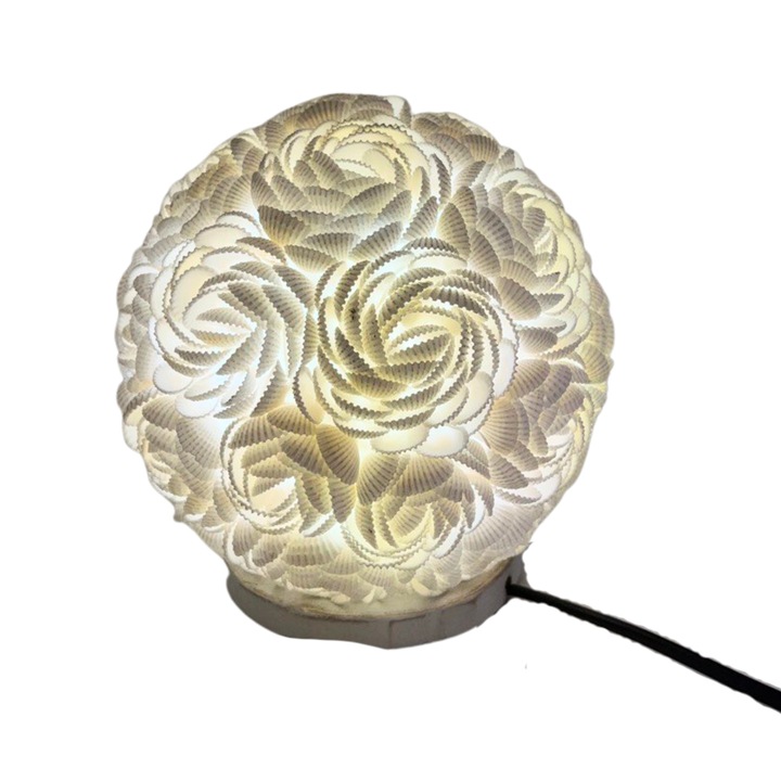 Lampa Boho din Scoici Glob Trandafir 15 cm