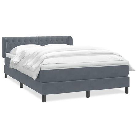 Pat box spring cu saltea vidaXL, gri inchis, 160x220 cm, catifea, 65.7 ...