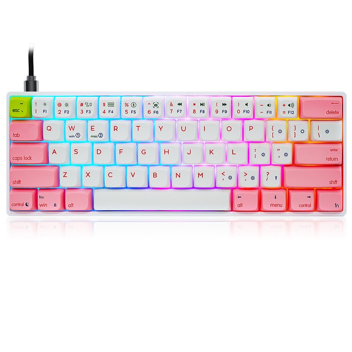 Tastatura de masina de joc, cu fir RGB, treia tastatura de examinare simulata, capac de sublimare la cald PBT