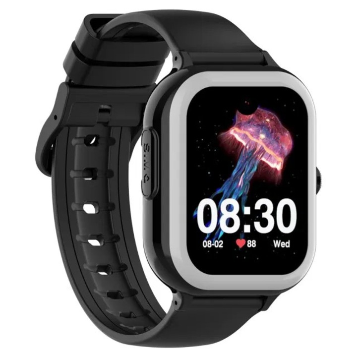 Ceas smartwatch copii gps 5-15m 4G Android Wifi AMOLED 1.78in, Negru