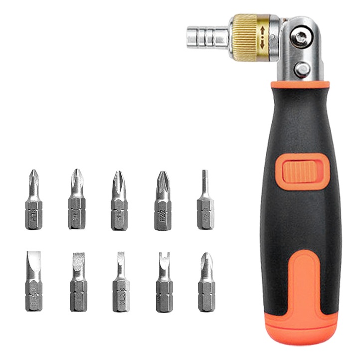 Taipintee 10 az 1-ben rugalmas csavarhúzó, 9 db cserélhető fejből álló készlet, többszínű