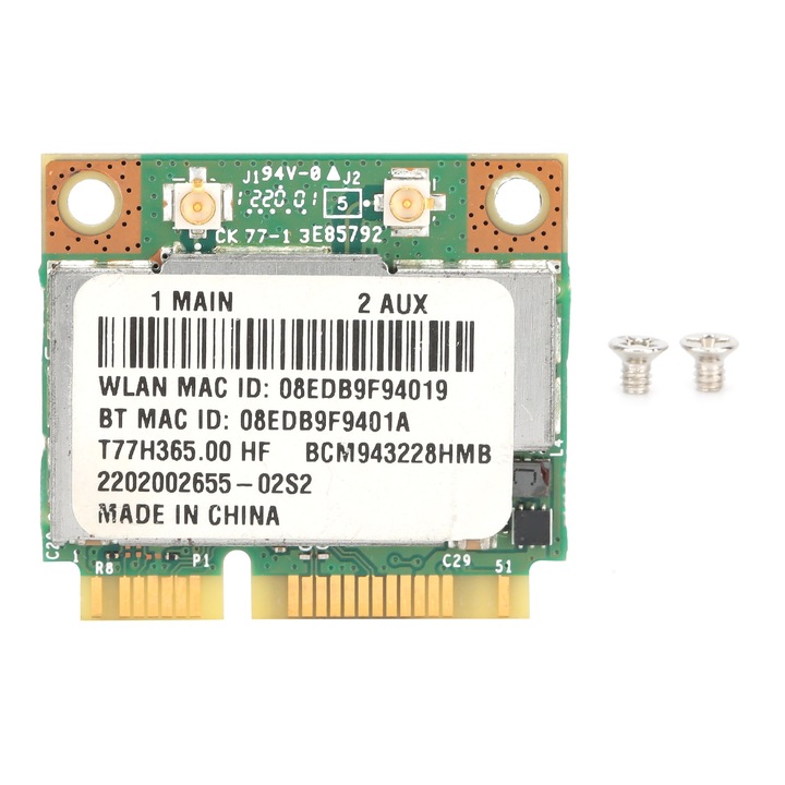 Jormftte BCM943228 vezeték nélküli adapter, 300Mbps, Bluetooth 4.0, Mini PCI-E