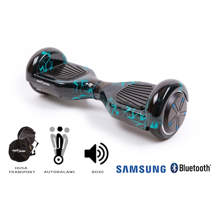 Електрически самобалансиращ скутер Hoverboard Smart Balance Technology, Гуми 6.5, Bluetooth, Мощност 2 x 350W, Thunderstorm