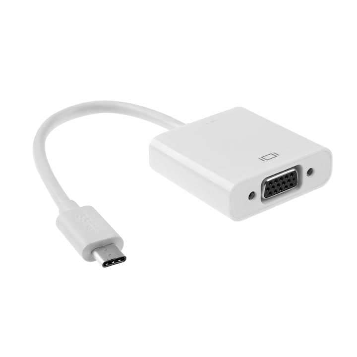 Преходник Delphi, USB Type-C към VGA, Бял - 18290