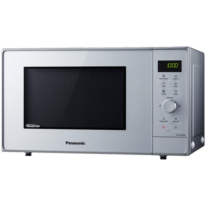 Panasonic NN-GD36HMSUG Mikrohullámú sütő, 23 l, 1000 W, Digitális, Grill, Gőz + tartozék, Inverter, Ezüst