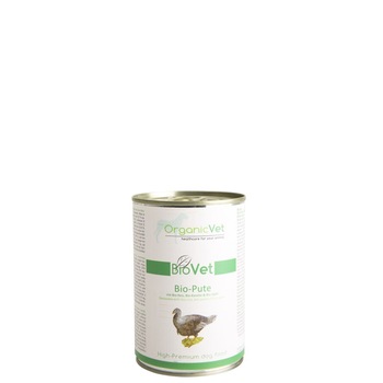 Hrana umeda - OrganicVet Biovet /-/ Curcan, orez, morcovi, mere organice - 400 gr Hrana umeda - OrganicVet Biovet /-/ Curcan, orez, morcovi, mere organice - 400 gr