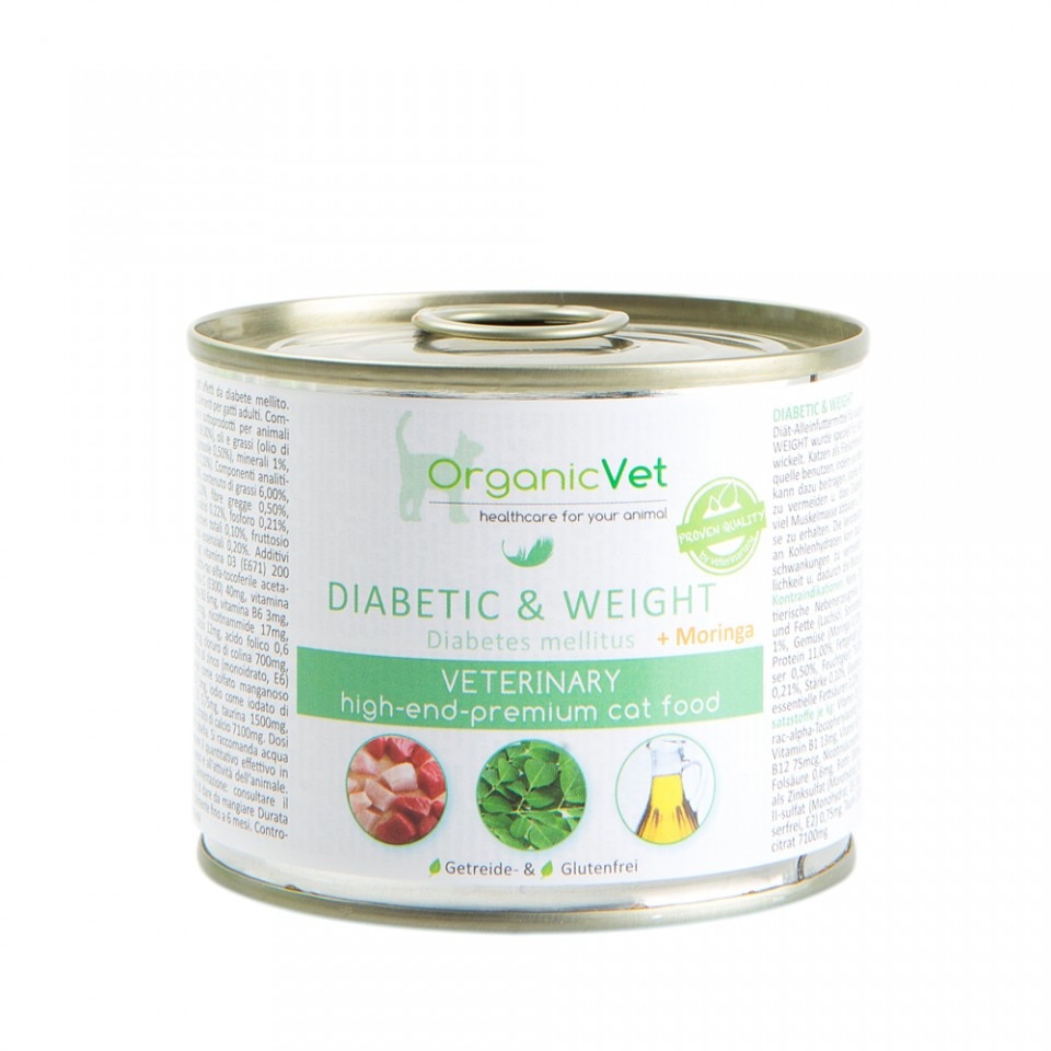 Hrana umeda - OrganicVet Feline - Veterinary - Diabet zaharat si probleme de greutate - 200 gr
