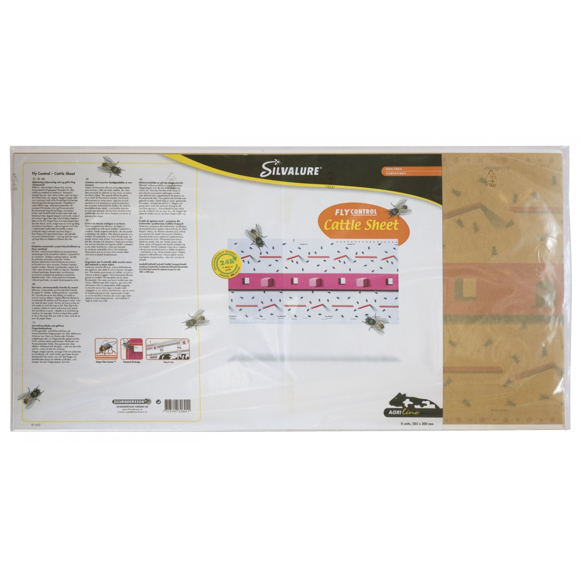 Coala hartie anti-muste SILVALURE AGRIline - Cattle Sheet, 8 bucati/pachet, 585 x 300 mm