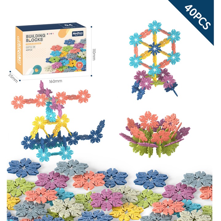 Set de constructie, 50 piese, dezvoltare artistica si gandire logica, multicolor