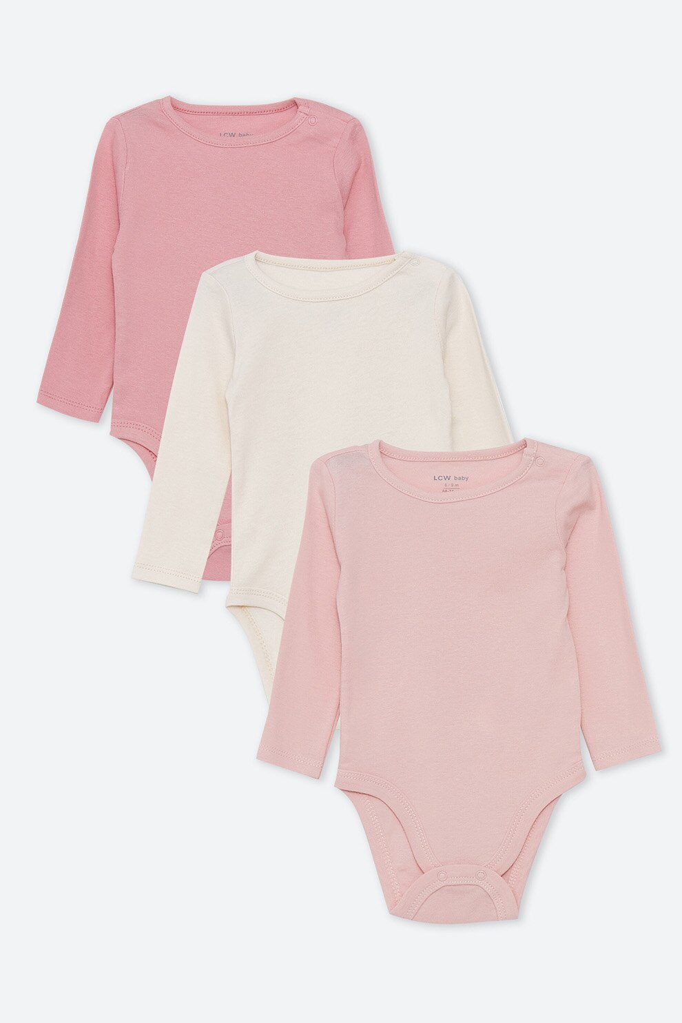 LC WAIKIKI, Set de body-uri cu model uni - 3 Piese, Alb fildes