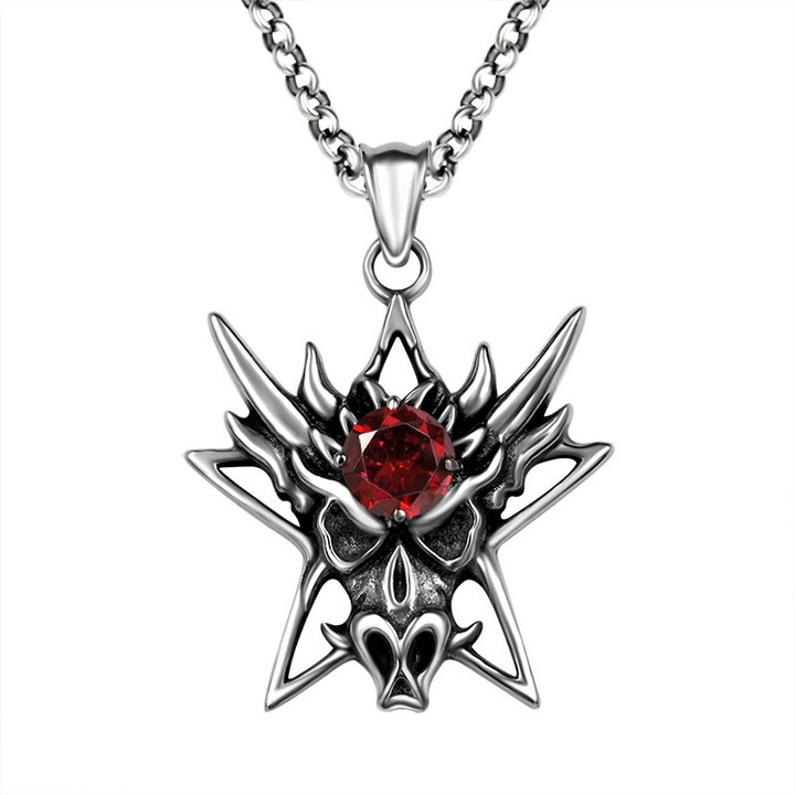 Rozsdamentes acél csapos függő nyaklánc férfiaknak, punk stílusú, alkalmas férfiajándékoknak, szerelmesajándékoknak, 3*3 cm, lánc hossza 60 cm