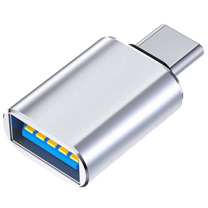 USB-C към USB адаптер: USB-C към USB-A 3.1, USB-C мъжки към USB-A женски. Съвместим с USB флашки, USB кабели, USB клавиатури, мишки, USB четци за карти и други компютърни периферни устройства, сребрист цвят