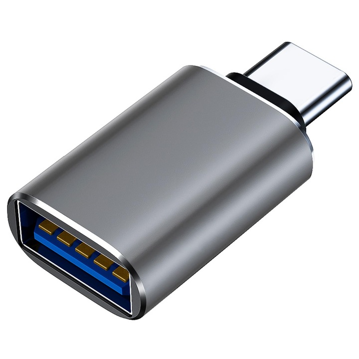 USB-C към USB адаптер: USB-C към USB-A 3.1, USB-C мъжки към USB-A женски. Съвместим с USB флашки, USB кабели, USB клавиатури, мишки, USB четци за карти и други компютърни периферни устройства, сив цвят