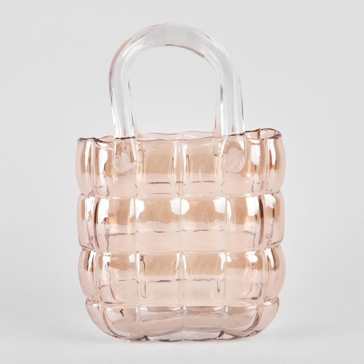 Дамска чанта стъклена ваза, праскова, 22x8см