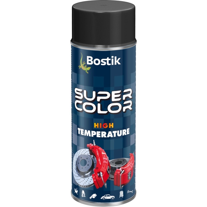 Den Braven Super Color spray festék, magas hőmérsékletre, fekete, matt, 400 ml