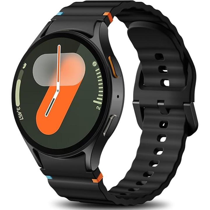 Curea pentru Samsung Galaxy Watch 7, compatibila cu Galaxy Watch 4/5/6/7/FE, Galaxy Watch 4/4 Classic, Galaxy Watch 5/5 Pro, Galaxy Watch 6/6 Classic, ZYciyci®, 20 mm, silicon, negru