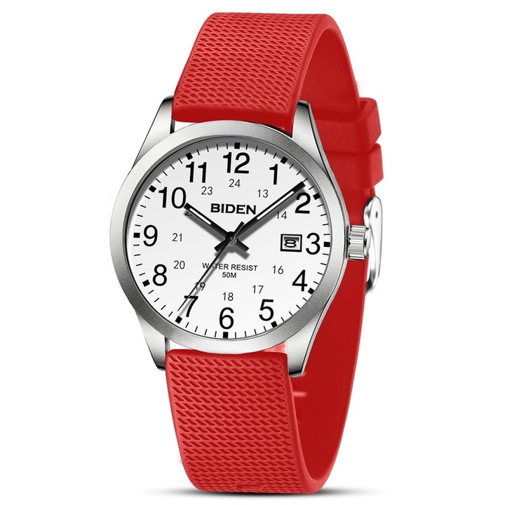Мъжки часовник Biden, силиконова каишка, корпус от сплав, водоустойчив 50M, диаметър на циферблата 40 мм