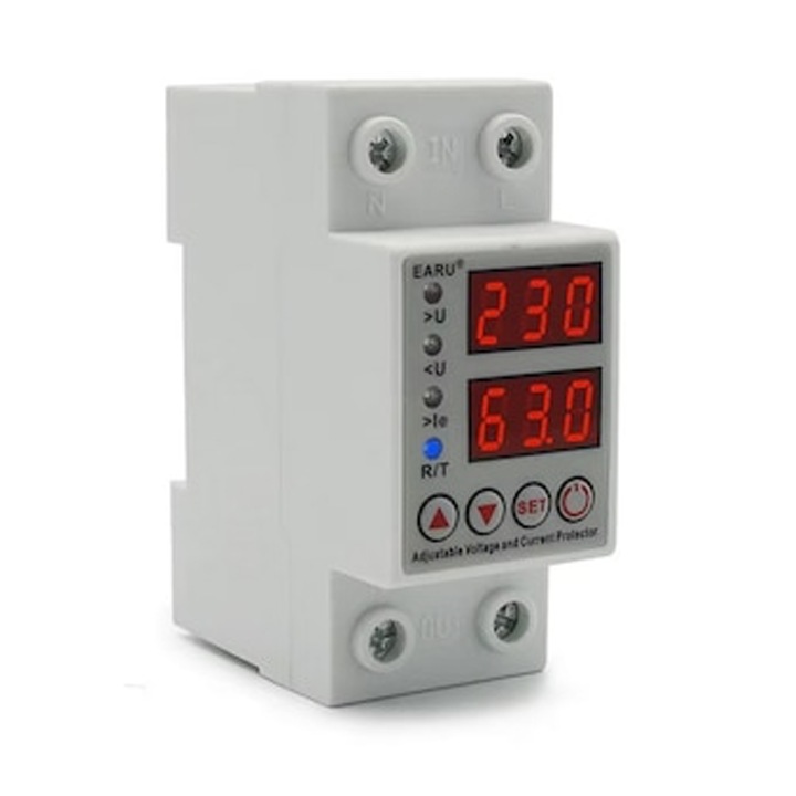 Releu siguranta digitala protectie tensiune ajustabil, 63A, 230V