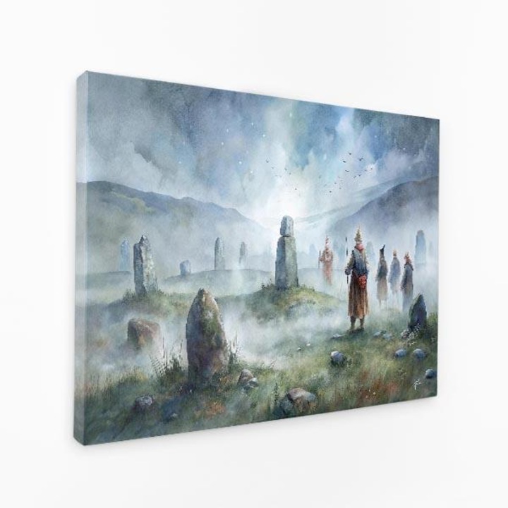 Картина на платно - Кланове от блатищата, обединени на церемония - 140x90 см