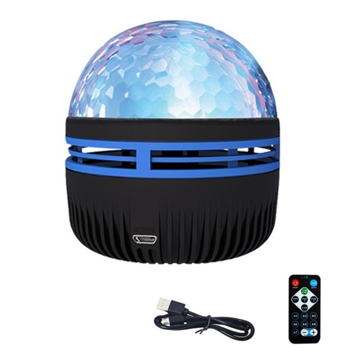 Lampa de veghe rotativa, Momcbebe, efecte de iluminare multicolore, 9.6x7.9cm, neagra