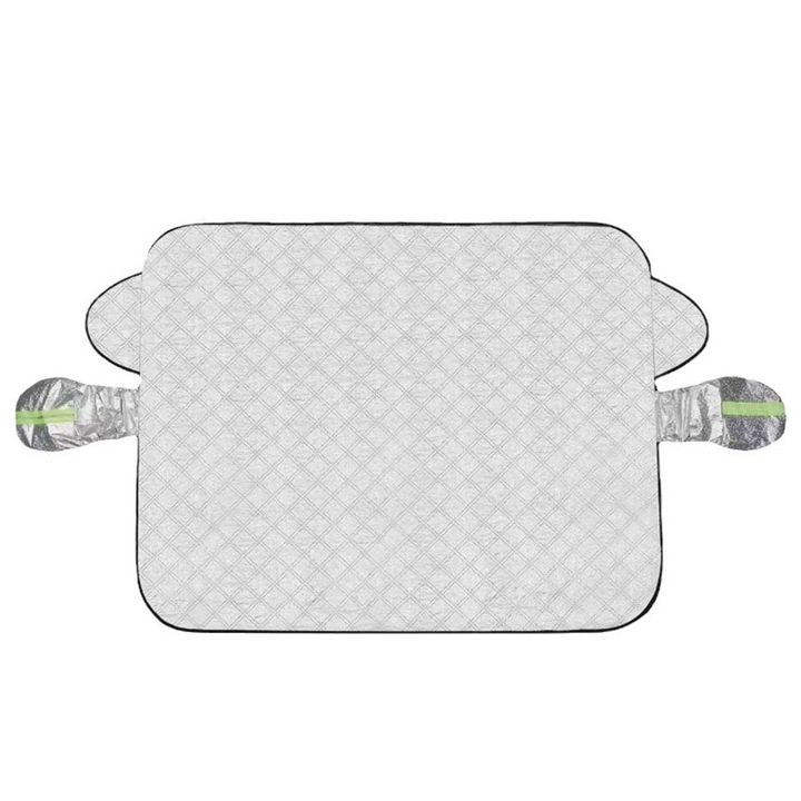 Szélvédő és tükör burkolat fagy- vagy napvédelemmel, SINBINTA, 9 mágnessel, 4 réteggel és vastagítva, Könnyű tárolás, A legtöbb járműhöz alkalmas, Vízálló, 110x150cm, Ezüst