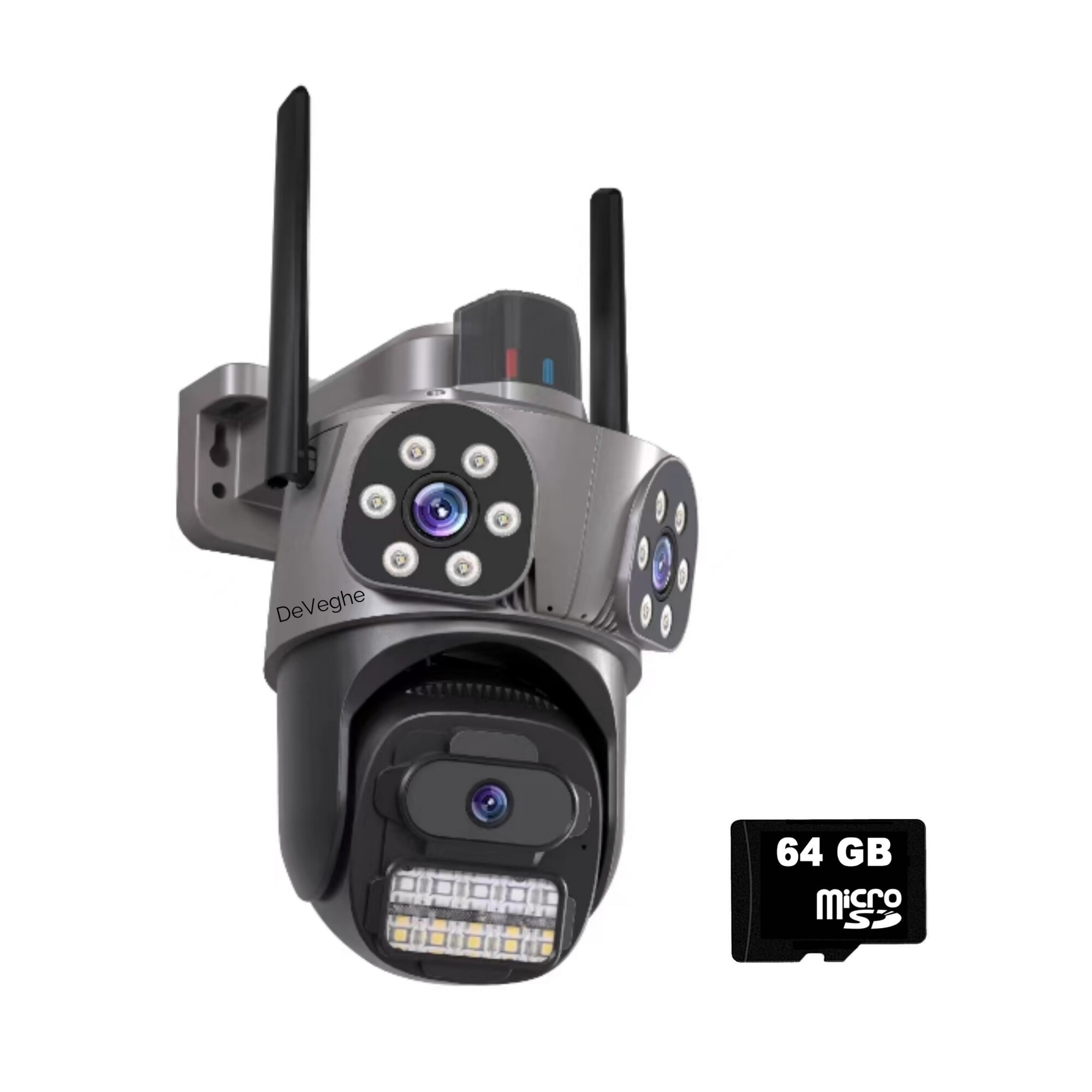 Camera de supraveghere tripla WiFi DeVeghe T31 9MP, Full HD
