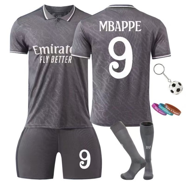 Echipament sportiv copii Mbappe, MzcrJosv ®, Poliester, Gri