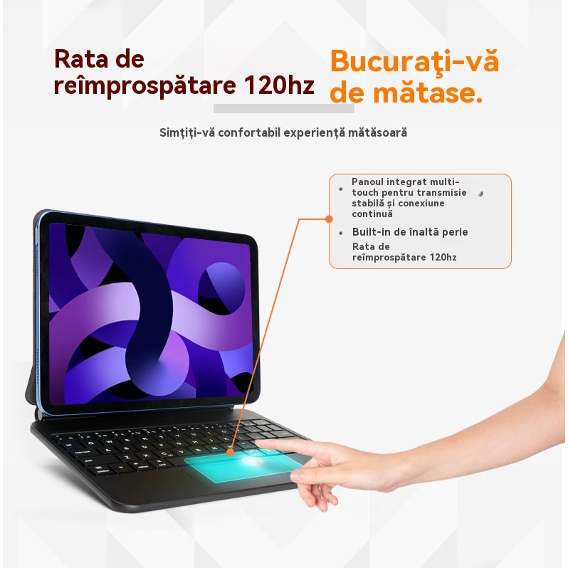 Husa iPad cu tastatura inteligenta, iluminare tastatura reglabila, include tastatura bluetooth si trackpad pentru ipad pro (M4) disponibila in 2024 ipad pro 11” (M4)