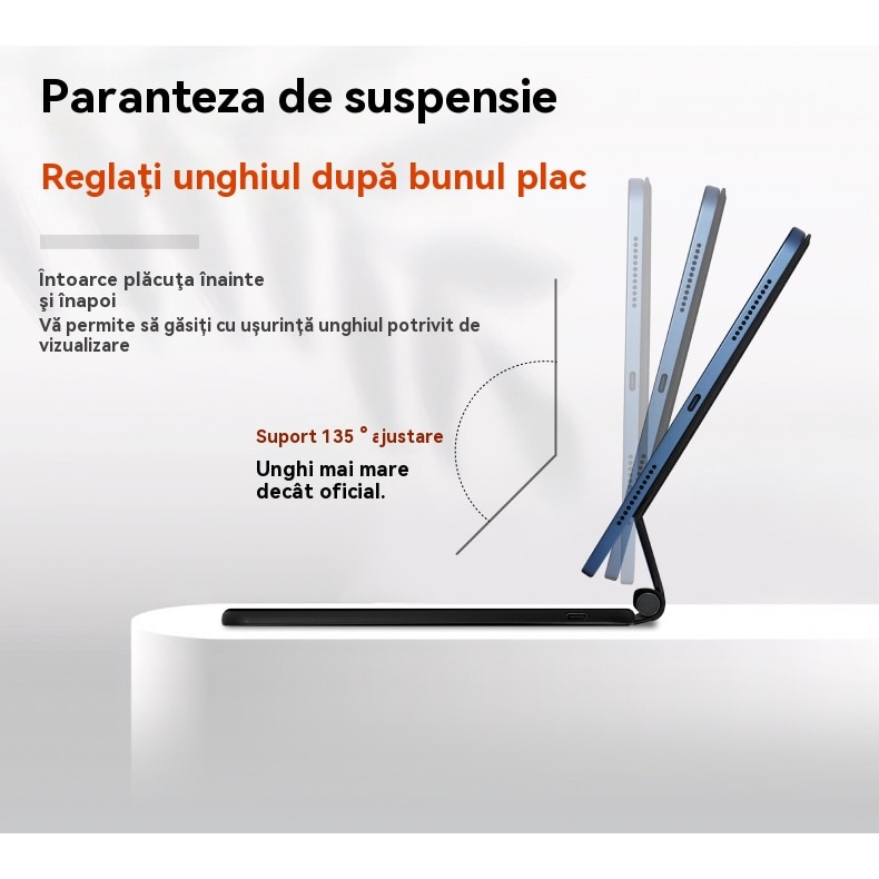 Husa iPad cu tastatura inteligenta, iluminare tastatura reglabila, include tastatura bluetooth si trackpad pentru ipad pro (M4) disponibila in 2024 ipad pro 11” (M4)