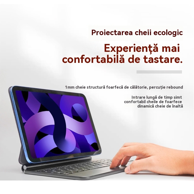 Husa iPad cu tastatura inteligenta, iluminare tastatura reglabila, include tastatura bluetooth si trackpad pentru ipad pro (M4) disponibila in 2024 ipad pro 11” (M4)