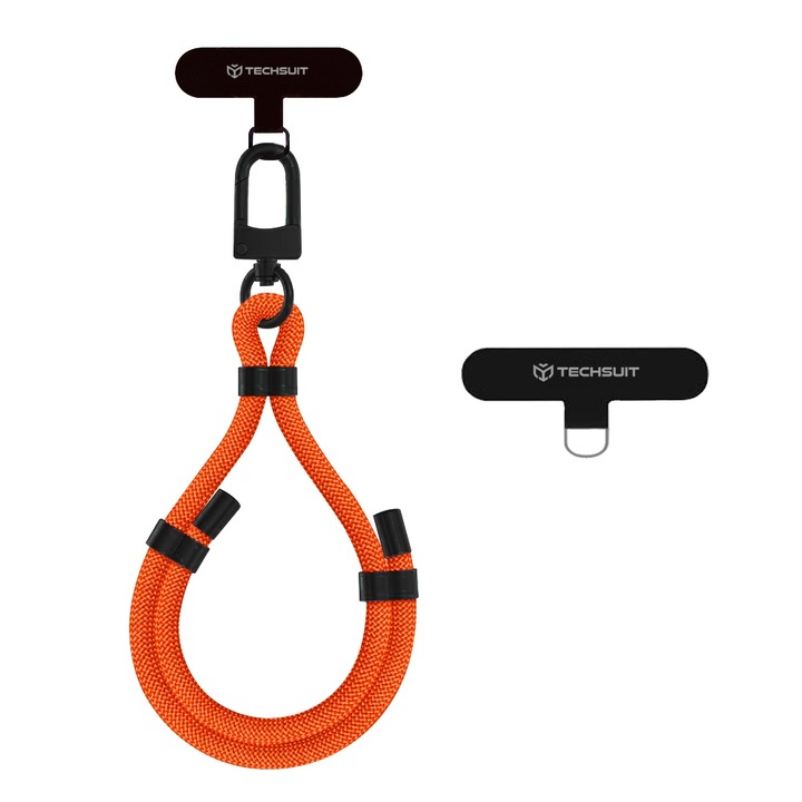 Snur pentru Telefon, Carabina, Ajustabil, Nailon Impletit, Universal - Techsuit Rope Wrist Strap (RWS1-50-62) - Sunset Blaze