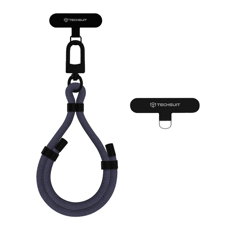 Snur pentru Telefon, Carabina, Ajustabil, Nailon Impletit, Universal - Techsuit Rope Wrist Strap (RWS1-01) - Gunmetal Grey