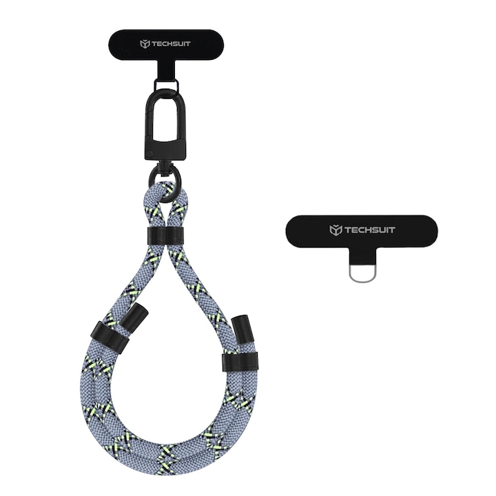 Snur pentru Telefon, Carabina, Ajustabil, Nailon Impletit, Universal - Techsuit Rope Wrist Strap (RWS1-12) - Frosted Web