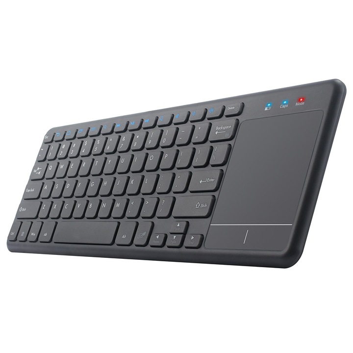 Tastatura wireless, cu touchpad, 78 taste, negru, compacta, ultra subtire ，Tastatura inteligenta pentru laptop-uri, televizor inteligent