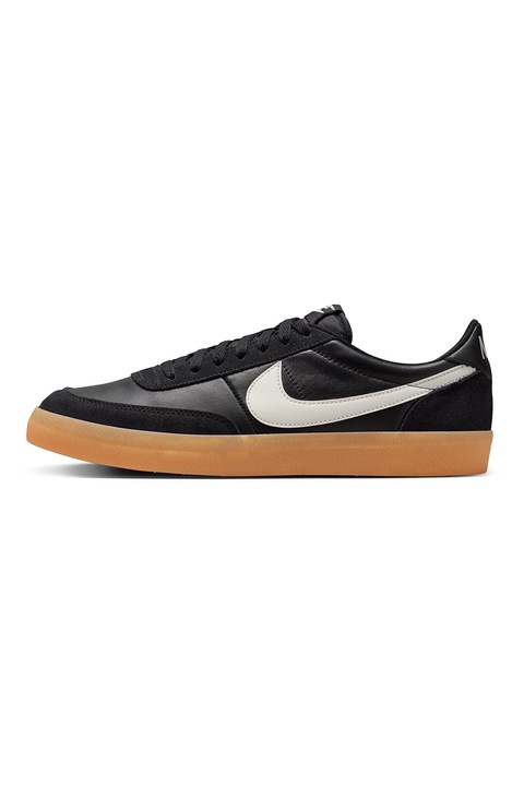 Nike, Pantofi sport cu insertii din piele si piele intoarsa, Alb, Negru, 8