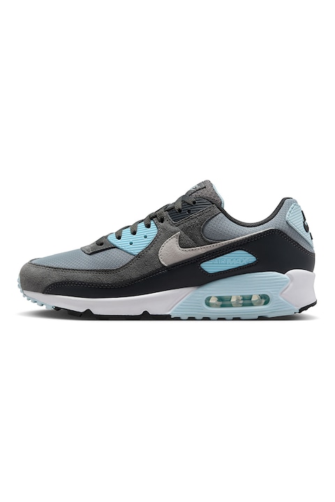 Nike, Air Max 90 sneaker nyersbőr részletekkel, Púderkék/Sötétszürke
