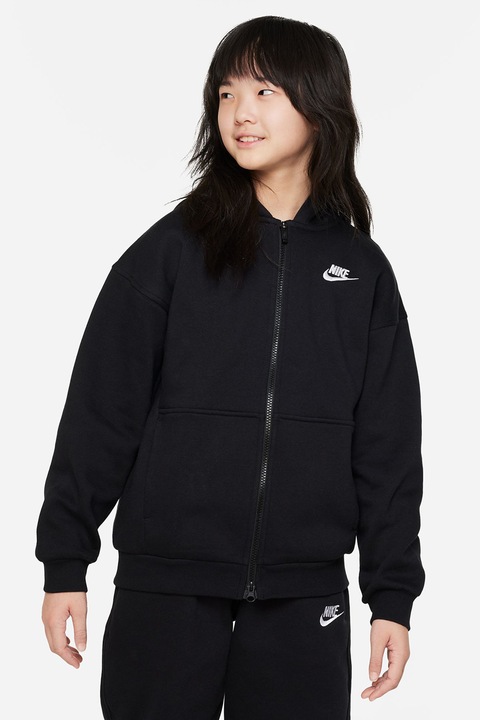 Nike, Свободно худи Club с цип, Черен