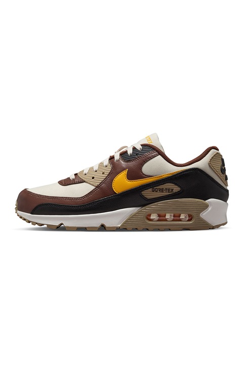 Nike, Pantofi sport colorblock cu insertii de piele Air Max, Alb/Maro cognac/Negru, 44