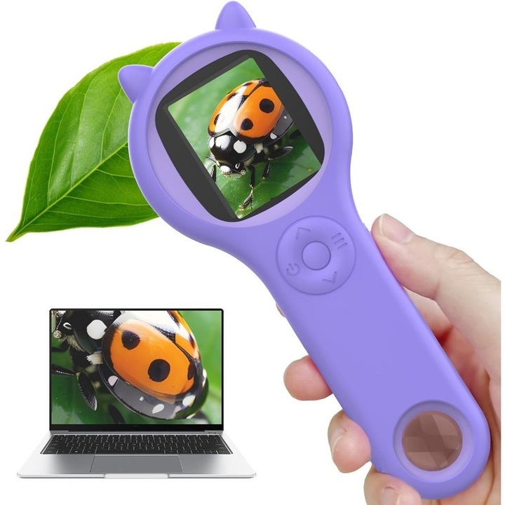 Mikroszkóp gyerekeknek, hordozható mini digitális mikroszkóp, oktatástudományi játékok, 3-10 éves korig, lila